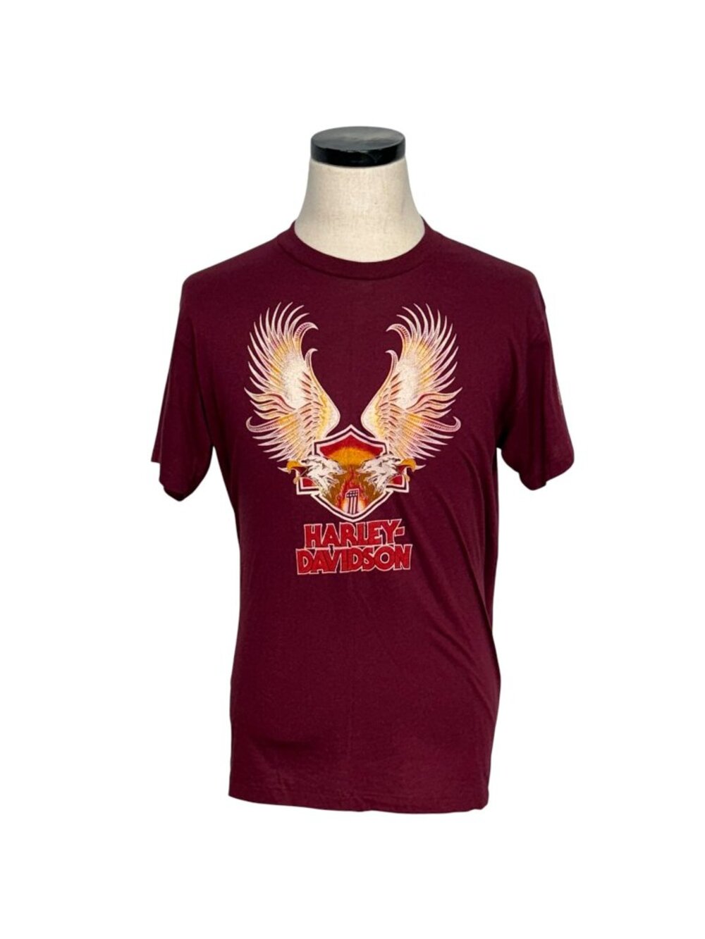 Harley-Davidson 80s XL Maroon Single Stitch Tee Elyria Ohio